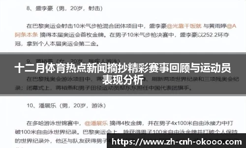 十二月体育热点新闻摘抄精彩赛事回顾与运动员表现分析
